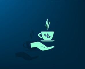 Vector dark color icon with shadow on blue background