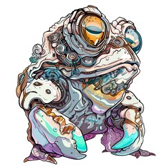Fototapeta premium Oyster Cyberpunk animal fashion cartoon isolated whitebackground 16:9