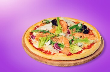 Tasty fresh hot pizza with vegetables