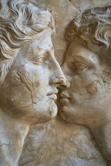 Naklejka premium A close-up view of a statue depicting a couple, likely representing love or unity