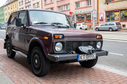 VAZ Lada 2121 Niva offroad Russian car in streets of Ostrava