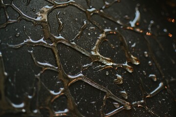 exposure of chaotically located and flowing drops on a black background