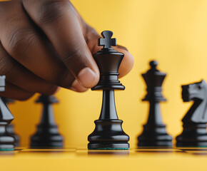 Hand moving chess piece