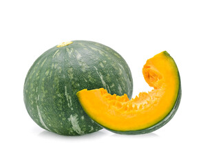 Green pumpkin isolated on white background.