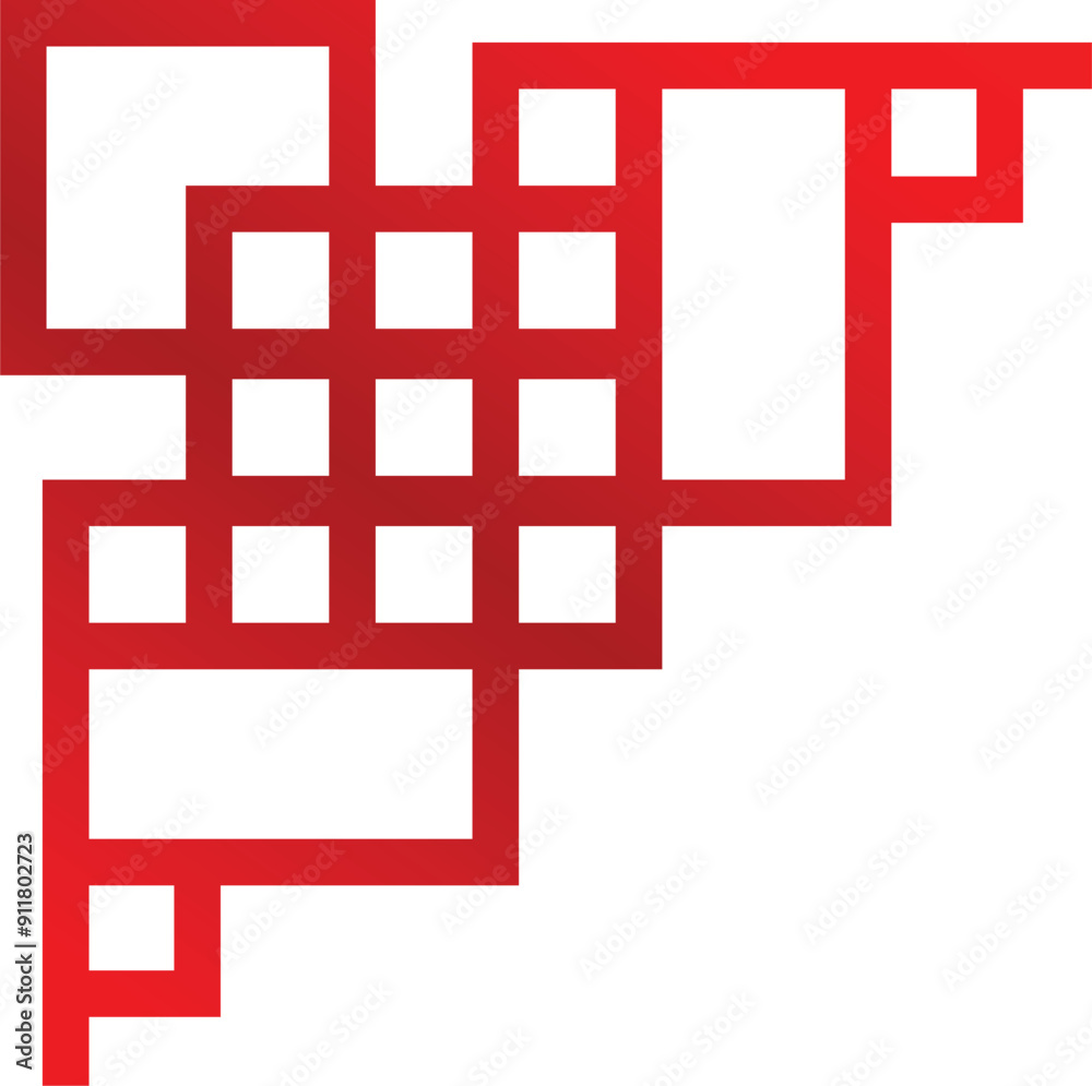 Poster red gradient abstract geometric shape forming a rectangle pattern on a white background