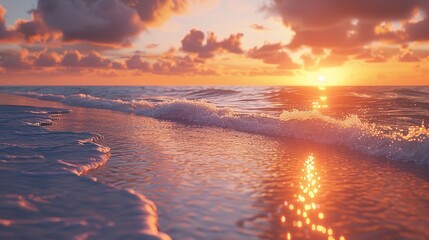 Fototapeta premium Sunset on the Beach: 3D Paint 8K Realistic Lighting