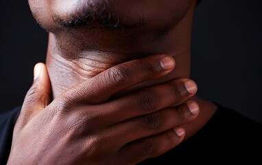 Fototapeta premium Person checking their pulse on their neck, showing concern