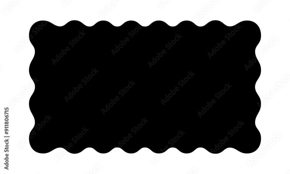 Wall mural rectangle shape with wavy edges. rectangular template of text box, tag or sticker with scalloped bor