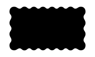 Rectangle shape with wavy edges. Rectangular template of text box, tag or sticker with scalloped borders isolated on white background. Vector graphic illustration.