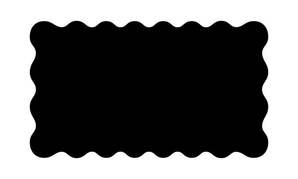 Rectangle shape with wavy edges. Rectangular template of text box, tag or sticker with scalloped borders isolated on white background. Vector graphic illustration.