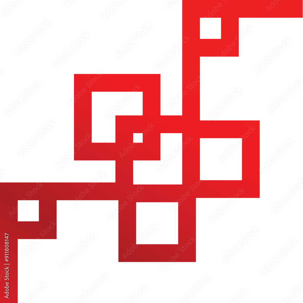 Poster abstract geometric shape made of red gradient overlapping squares on white background