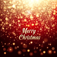 Abstract red and golden light bokeh background. Merry Christmas or New year celebration