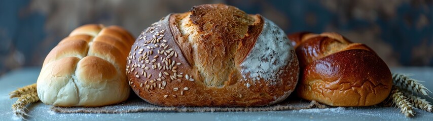 Bakery products. Buns and bread. Baked goods. Bakery products background.