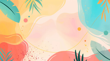 Stylized summer background with abstract leaves and flowers, room for copy