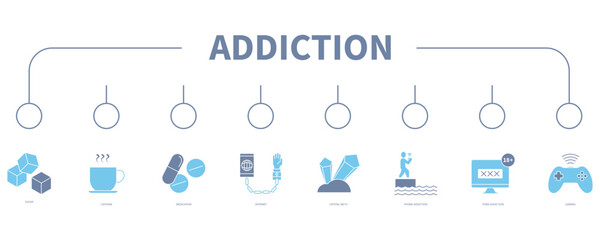 addiction banner web icon vector illustration concept