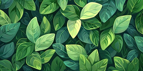 Green leaves with dark background.