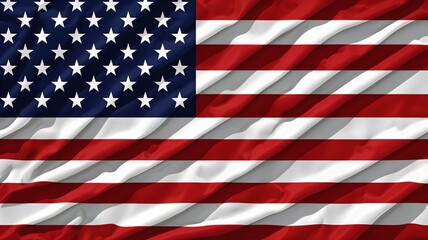 Fototapeta premium This digital illustration of the United States flag features a vibrant color palette, highlighting the contrast between the red and white stripes, the bright stars, and the deep blue field