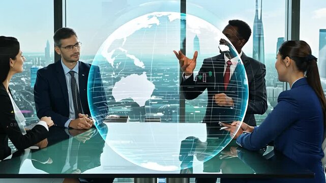 Global Business Meeting With Management Strategy Discussion Generative AI