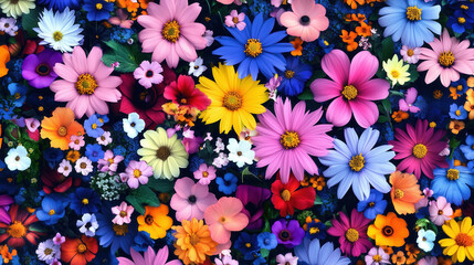 Very colorful rug made by flowers
