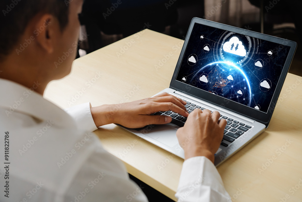Poster cloud computing software for modish remote work and personal data storage