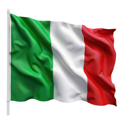 Fototapeta premium Waving Italian flag with green, white, and red vertical stripes, symbolizing Italy's national pride and heritage. Perfect for travel and culture themes.