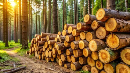 Wood log stack in a forest setting , forest, stack, firewood, logs, timber, natural, woodpile, outdoors, rural, nature, forestry