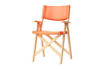 Orange Folding Chair with Wooden Frame