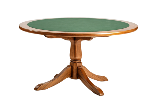 Round Wooden Table with Green Top