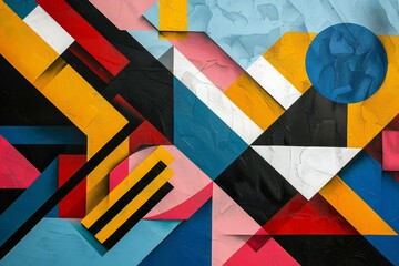 Fototapeta premium Dynamic Geometric Composition with Bright Colors and Angular Designs