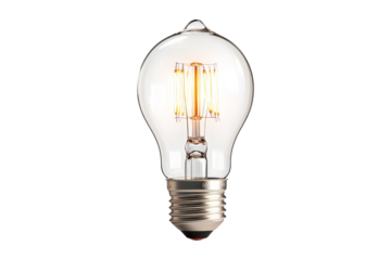 Glowing glass bulb isolated on white, symbol of electric power and bright ideas