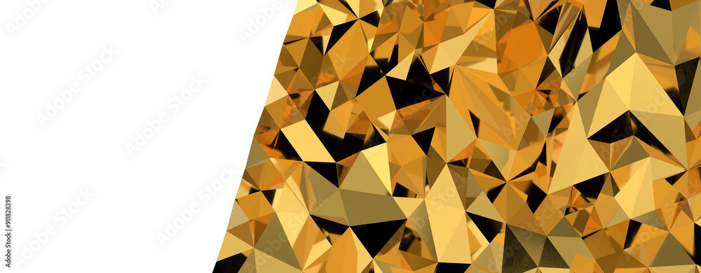Poster Gold Polygon Background 3D Rendering