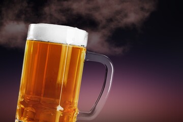 Refreshing cold tasty beer poured into a glass