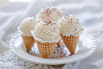 Ice cream in a waffle cone
