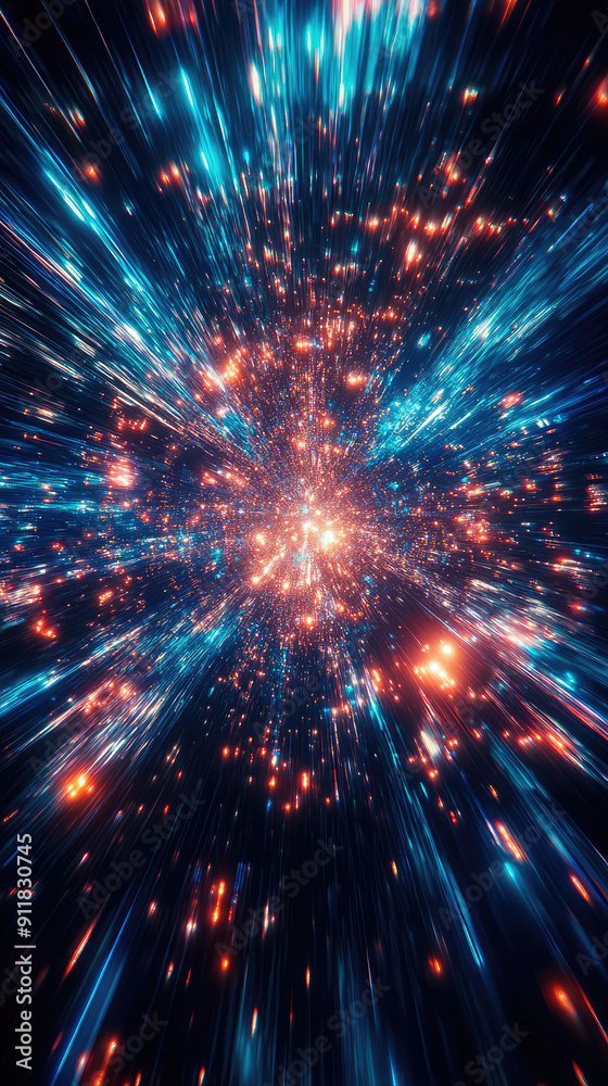 Wall mural a spaceship is speeding at light speed through a holographic galactic vortex. generative ai