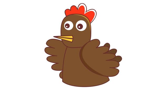 Chicken Rooster Cartoon Animation in Transparent Background. Suitable for Animal Video Element