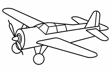 Vintage Biplane Silhouette Vector Clipart: Kids Cut-Out Design, Logo Icon, Line Art Illustration