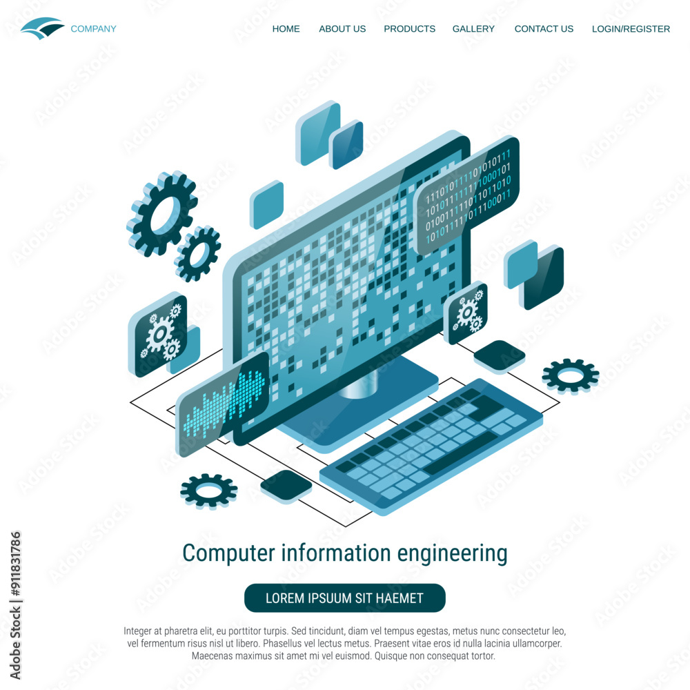 Canvas Prints computer information engineering flat 3d isometric vector concept illustration