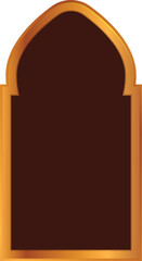 Golden arabic style window frame presenting an empty space, perfect for your message