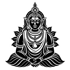 Sharad Purnima God Design Line Art Vector (White)