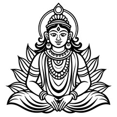 Sharad Purnima God Design Line Art Vector (White)