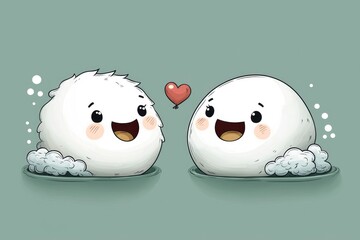 Obraz premium Cute Cartoon Mochi In Love