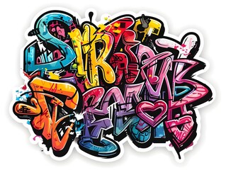 Naklejka premium Stylish Streetwear Graffiti Sticker Design for Trendy Shirt or Apparel