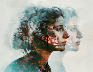 Portrait of a displaced woman refugee with a longing for home and nature