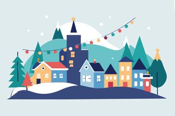 Urban landscape in a geometric minimal flat style  vector illustration 