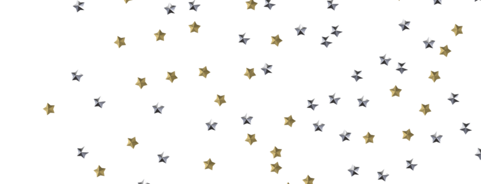 XMAS Stars - Banner with golden decoration. Festive border with falling glitter dust and stars.
