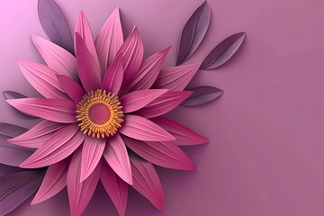 Fototapeta premium Elegant 3D Gazania Flower Logo with Clean Geometric Shapes