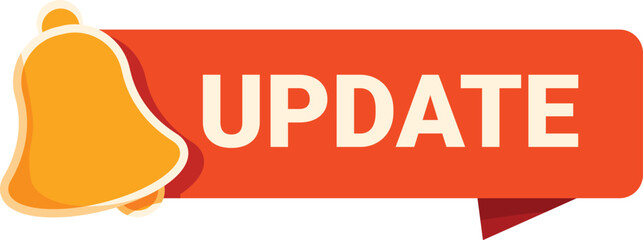 Yellow bell ringing to let you know about an update on a red ribbon banner