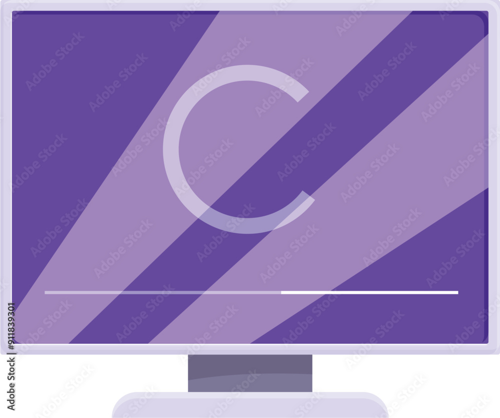 Aufkleber computer monitor is displaying a copyright symbol and loading bar, representing the concept of digit