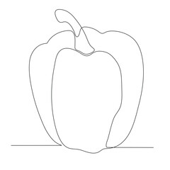 single line drawing of a bell pepper uses a single, continuous line to outline its shape, creating a clean and minimalist piece of art.