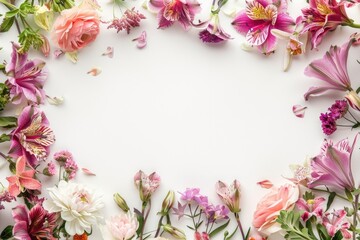 floral blossom frame white background